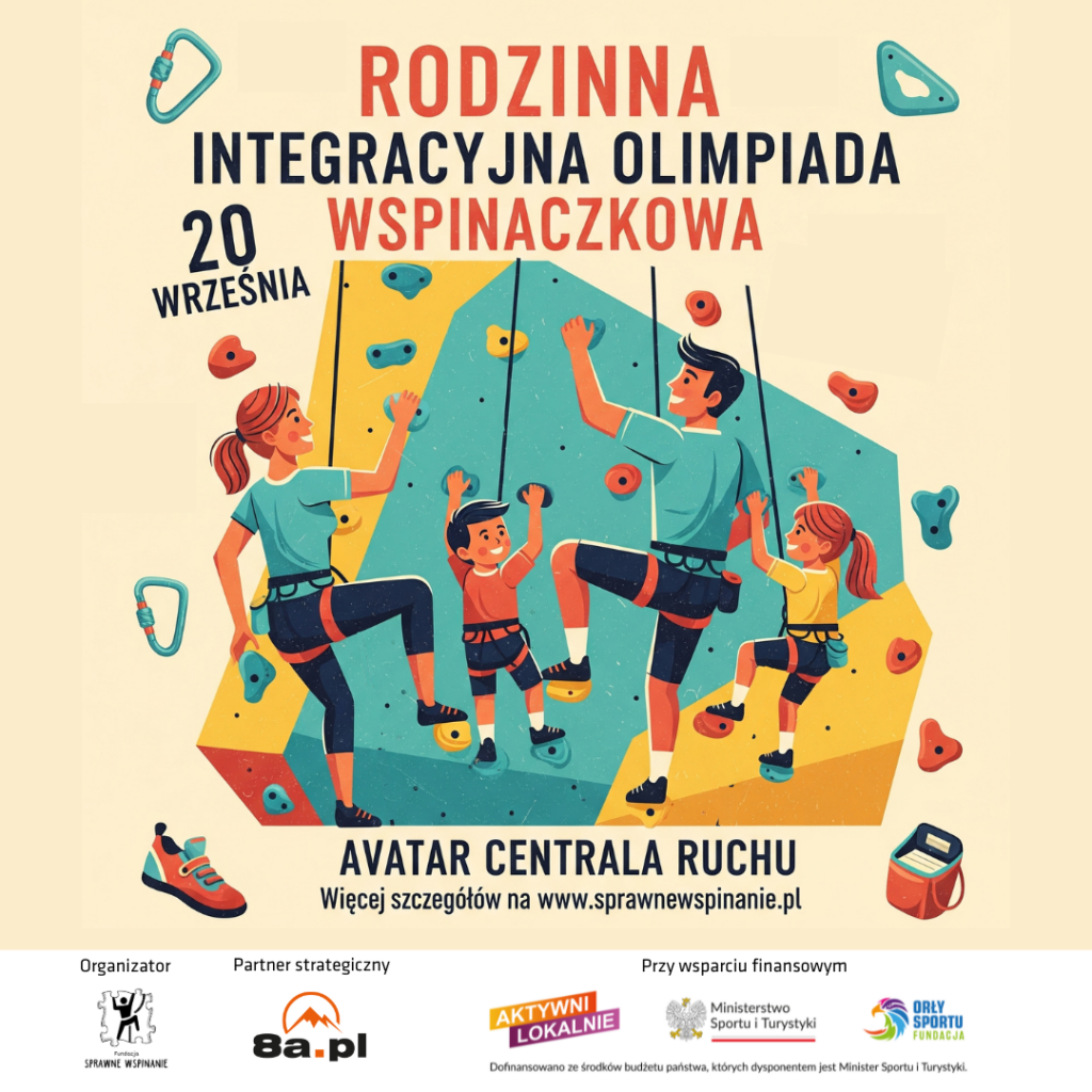 Rodzinna Integracyjna Olimpiada Wspinaczkowa 20 września w Avatar Centrala Ruchu – wspinaczka, zabawa i integracja dla całej rodziny!
